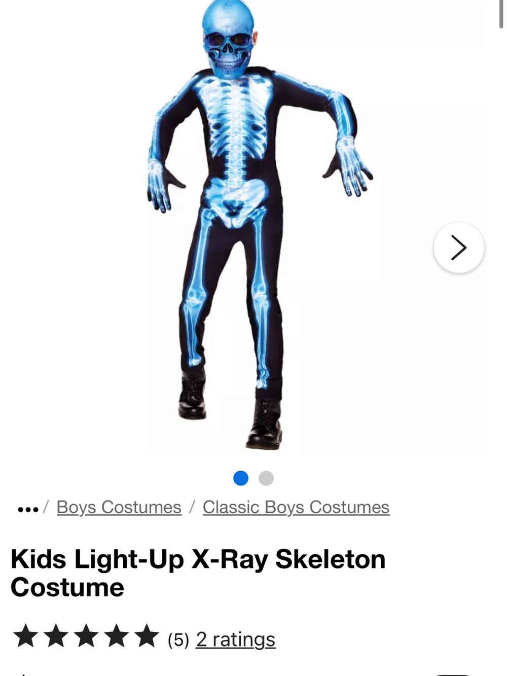 Light-Up X-Ray Skeleton Kids Costume – Blue